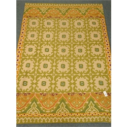  Kashmiri wool chain, hand stitched, yellow and green ground rug, 210cm x 147cm  