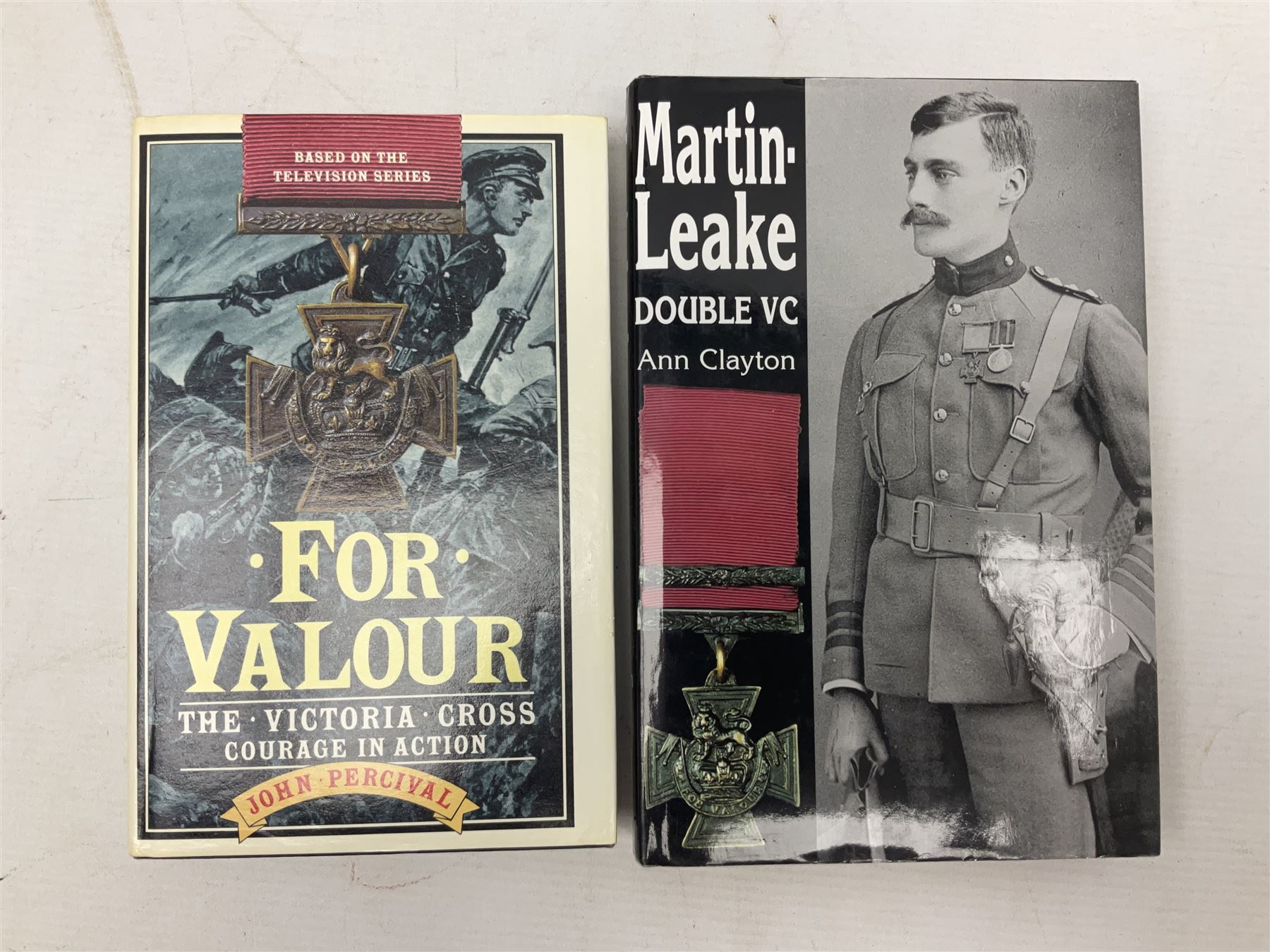 Nine reference books of Victoria Cross interest including four 'VCs of the First World War' series; Martin Ashcroft: Victoria Cross Heroes; John Laffin: British VCs of World War Two; Bryan Perrett: For Valour; Ann Clayton: Martin Leake Double VC; and John Percival: For Valour (9)