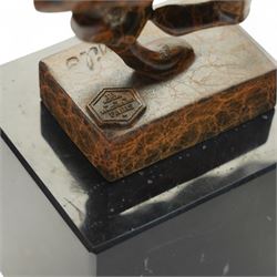 After Milo - Bronze two toned figure of running cheetah, upon a rectangular marble base, signed and with foundry mark, H20cm