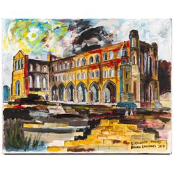 Brian Edwards (British 1944-): 'Rievaulx Abbey 2', acrylic on canvas signed and dated 2018, titled verso 40.5cm x 50.5cm (unframed)
Notes: Dr Brian Edwards is Emeritus Professor of Architecture at ECA Edinburgh University. He is the author of the book ‘Understanding Architecture through Drawing’, has exhibited at the Edinburgh Festival, the RSA and architecture section of the RA Summer Exhibition. As a retired architect, his paintings explore the interface between art and architecture