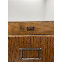 Vintage oak filing cabinet, fitted with four deep drawers 