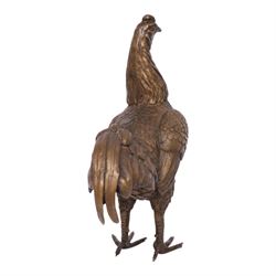 Bronzed figure of a fighting cockerel, H39cm 