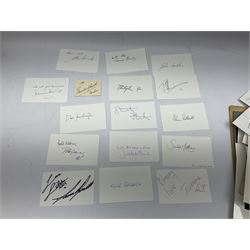 Collection of approximately  500 autographs, signed cards, signed letters, signed photographs etc from famous individuals including Sidney Godolphin, Berkeley Guise, Marquess of Salisbury (Prime Minister), Harold Wilson, Howard Macmillan, Edward Heath, Tony Blair, Prince Richard, Duke of Gloucester & Brigitte, Duchess of Gloucester, Prince Michael of Kent, Golda Meir, Kurt Waldheim, Peter Fraser, Robert Menzies, Hartley Shawcross, David Steel, Enoch Powell, Michael Foot, Denis Healey, Leon Brittan, David Owen, Neil Kinnock, Willie Whitelaw, Manny Shinwell, Norman Tebbit, Geoffrey Howe, Paddy Ashdown, Leslie Hore-Belisha, Samuel Hoare, Margaret Beckett, Michael Heseltine, Oswald Stool, Philip Ben Greet, Charles Santley, Joseph O'Mara, Ada Crossley, Ben Davies, Rutland Barrington, Evelyn Glennie, Moira Shearer, Brian Close, Steffi Graf, John Virgo, Daley Thompson, Brian Lara, Frank Bruno, Steven Spielberg, George Cukor, Leni Riefenstahl, Orson Welles, Paul Newman, Joe E.Brown, Charlton Heston, John Gielgud, Eric Sykes, Caroline Blakiston, Mercedes Ruehl, Beatie Edney, Joseph Cotton, Rula Lenska, Roy Hudd, Caroline Quentin, Ned Sherrin, Tony Britton, Lesley Joseph, Nigel Havers, Rory Bremner, Geraldine James, Clive Anderson, MyAnna Buring, Elkie Brooks, Alan Bennett, Gavin Ewart, Dean Koontz, Red Adair, Viv Nicholson, Gerald Scarfe, Screaming Lord Sutch, Maria von Trapp, Annie Besant, Reginal Bacon etc 