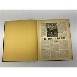 Raich Carter interest - scrap book of a series of articles on his life story for 'Answers' Aug - Oct 1949; scrap book of a proof set of cartoon strips for the Daily Express entitled 'The Raich Carter Story' with accompanying letter dated Dec 1963; photograph of Carter as the only English Schoolboy International to play for two years; photograph of Carter shaking hands with George VI before an England International; two photographs of the '100 years of the FA Cup' match at Wembley; and other paper ephemera. Provenance: By direct descent from the family of Raich Carter having been consigned by his daughter Jane Carter.