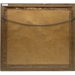 Augustus Jules Bouvier (British 1825-1881):Young Lady with Love Birds on a Mediterranean Balcony, watercolour signed and dated 1869, 39cm x 47cm