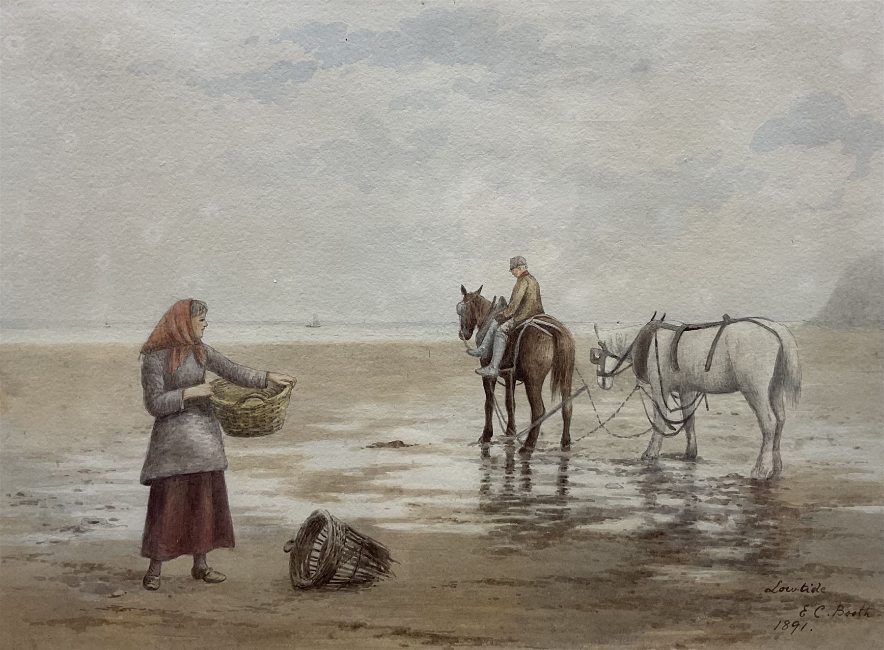 Edward C Booth (British 1821-post1893): 'Low Tide', watercolour signed titled and dated 1891, 24cm x 33cm
Provenance: private collection, purchased Bairstow Eves Whitby 8th September 1999