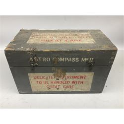 Air Ministry Astro compass Mk.II 6A/11740 in original grey painted wooden box; and small quantity of books on engineering, navigation etc