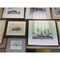 Collection of etchings, artists including Frank Short, Malcolm Osbourne, Anne Hayward (wood engravings), Leonard Russell Squirrell, Grainger Smith, Thomas Riley, Simon Bull, Douglas Ian Smart, Rembrandt (restrike), Kenneth Holmes, William Walcot, Henry Rushbury, etc (16)