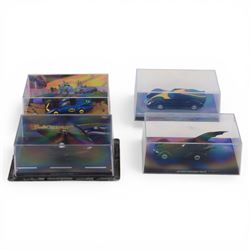 Collection of Eaglemoss Batman vehicles, in acrylic display cases
