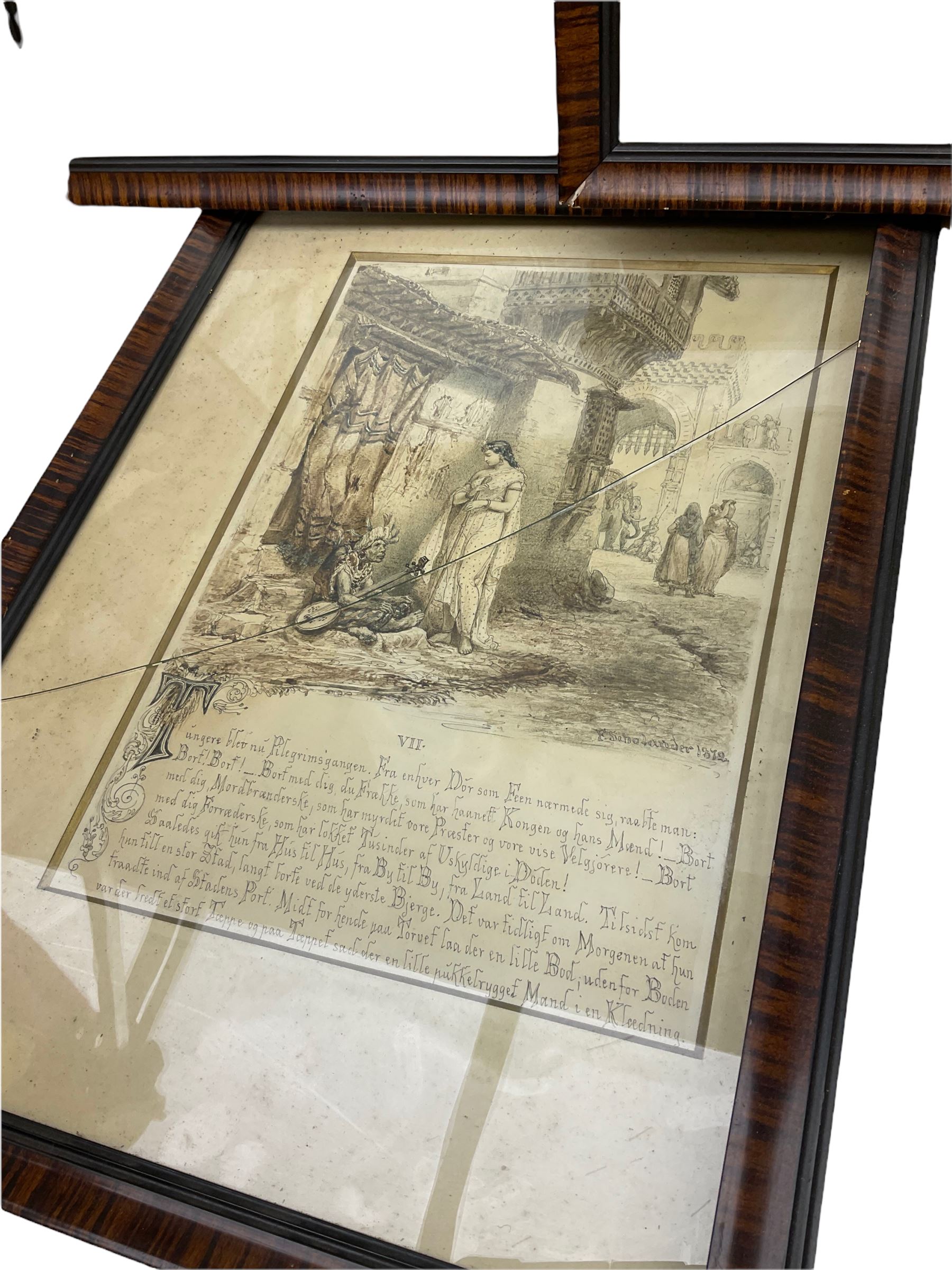 Frederik Vilhelm Scholander (Sweedish 1816-1881): 'The Pilgrimage of Truth', set of ten pen ink and monochrome wash original illustrated book plates signed and dated 1872, 36cm x 25cm (10 one lacking frame)