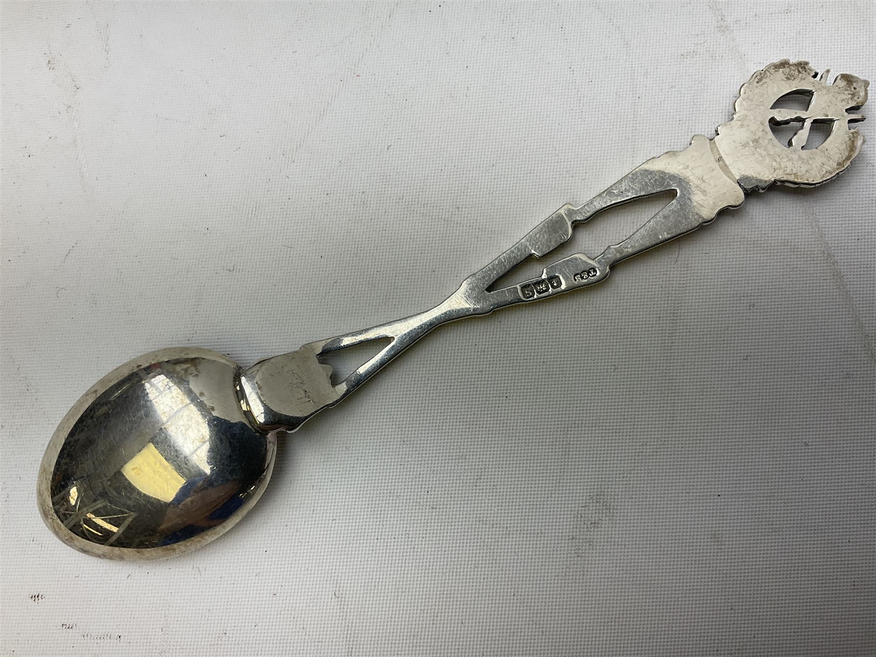 Three hallmarked silver shooting spoons including Royal Military College Rifle Club, Eastern Command S. of M. Hythe etc (3)