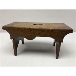 19th century oak miniature apprentice vernacular stool, H13.5cm