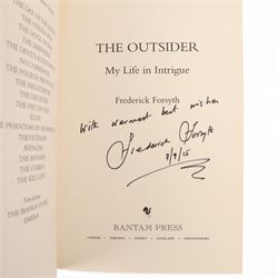 Two signed copies of Frederick Forsyth 'The Outsider, My Life in Intrigue', including one first edition