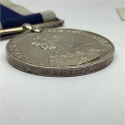George V Naval Long Service and Good Conduct Medal awarded to K19570 J.L. Honeysett L. Sto. H.M.S. Royal Oak; and George V Territorial Force Efficiency Medal awarded to 312762 Ftr. S/Sjt. D. Newton R.G.A.; both with ribbons (2)