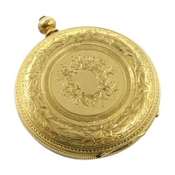  Gold continental pocket watch stamped 18 and k18 approx 36gm  