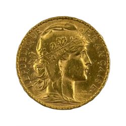 French 1909 twenty francs gold coin
