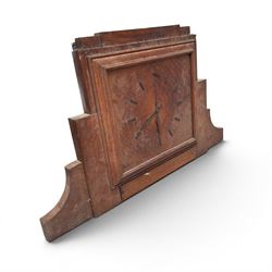 Large art deco style oak clock, removed from a school with electric movement 