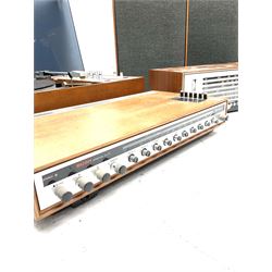 BUSH 'Arena' stereo system, in teak casing - two speakers, radio receiver TA2800, tuner amp TA2700, turntable with amp and tuner RTA 2000 - all untested