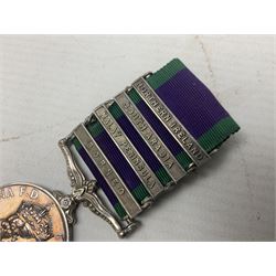 ERII General Service Medal with four clasps for Borneo, Malay Peninsula, South Arabia and Northern Ireland awarded to 22970485 L/Cpl. N.T. Bowes RAMC, with ribbon