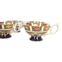 Royal Crown Derby Imari pattern 1128, six coffee teacups and saucer and six side plates 