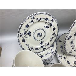 Royal Doulton Yorktown pattern tea wares, comprising twelve teacup trios and two dinner plates, all with printed marks beneath