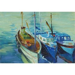 Stan Kaminski (British 1952-) 'Fishing Boats - Newlyn', oil on board signed and dated '87,...