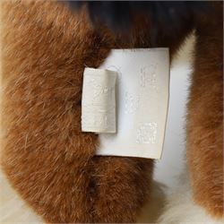 Hermès - ‘Cheval Hermy’ plush horse, brown with black mane and tail, white faux-fur hooves and orange ribbon detailing