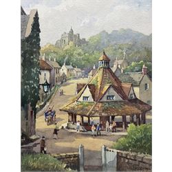 George Ayling (British 1887-1960): Dunster Castle and the Yarn Market, watercolour signed 48cm x 36cm 