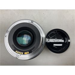 Canon Eos 7D camera body, serial number 3261306344, with 'Canon Ultrasonic EF 24-105mm Macro 0.45m/1.5ft Ultrasonic' Lens, 'Canon Zoom EF 75-300, 1;4-5.6 III' lens and Teleplus Pro 300 lens, together with tripod and original camera box 