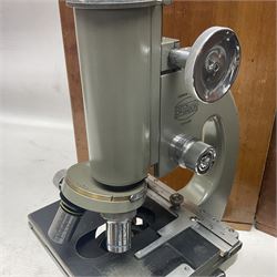 Four microscopes, including Cooke, Troughton & Simms no M467926, W Watson & Sons no 114758, W & J George & Beck Ltd no 36649 and one other 