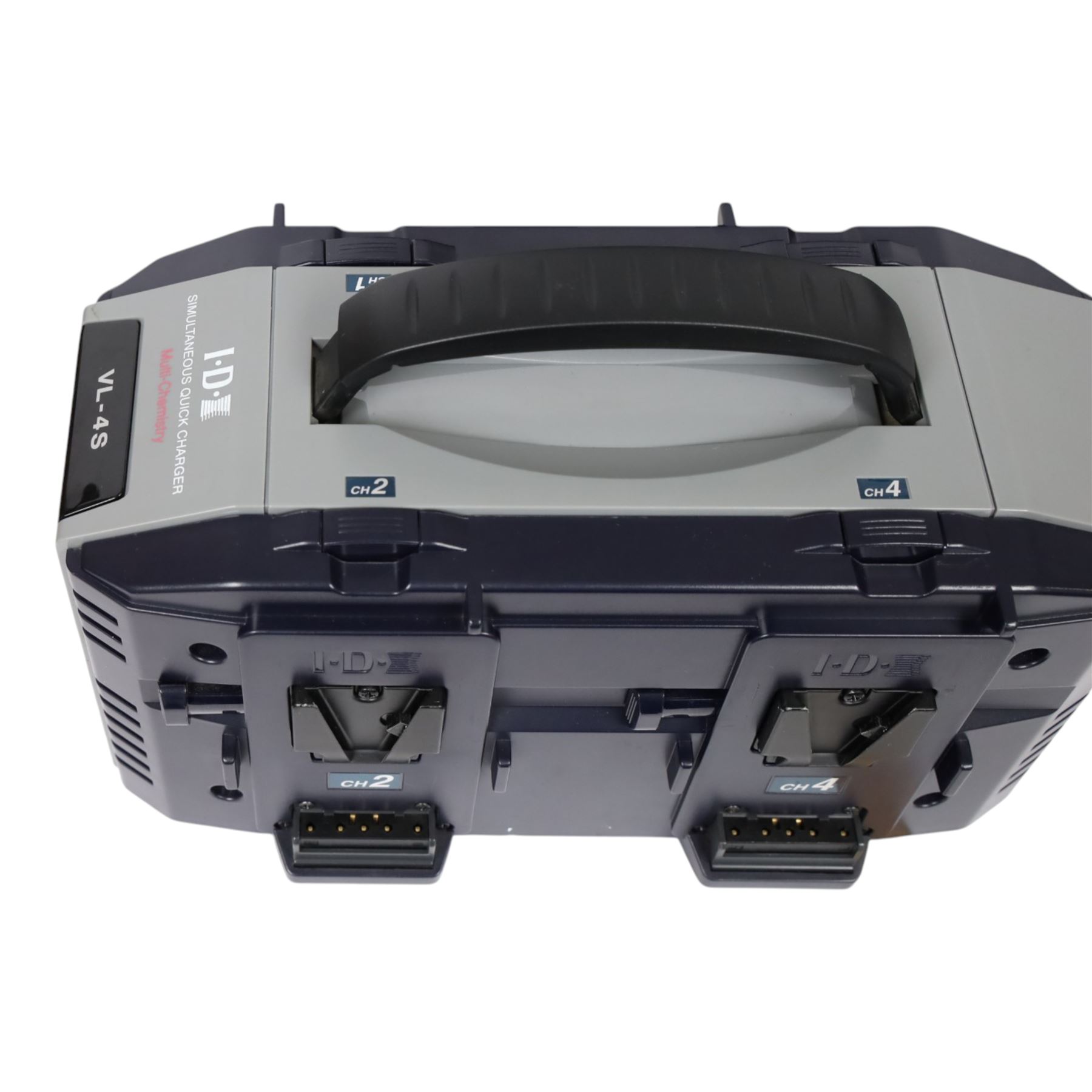 IDX Endura HL10DS 96Wh V Mount four battery set with IDX VL-4S Simultaneous V Mount charger and cable, in a custom cut Peli 1550 flight case