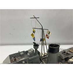 Model of the WWII K-Class Destroyer HMS Kelly, fitted with remote control equipment, untested (no controller), approximately L110cm