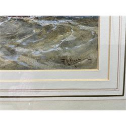 Frank Henry Mason (Staithes Group 1875-1965): Ships Returning to Calais and Shipping off the Coast, possibly St Andrews, pair watercolours heightened in white signed 15cm x 23cm (2)