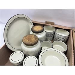 Quantity of Hornsea 'Cornrose' pattern tea and dinner wares, to include teapot, lidded twin handled tureen, storage jars, bowls, dinner plates etc