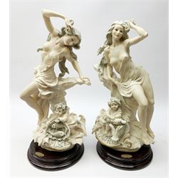 Pair of Giuseppe Armani Florence figures 'Pisces' and 'Taurus' figures on circular bases, H43cm (2)