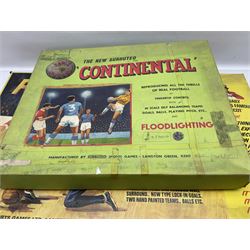 Subbuteo - three boxed sets comprising Football Express with two five-a-side teams and floodlighting; Continental with four teams and accessories; and International Edition Table Rugby with two teams; together with a Real Madrid 1974-75 League Champions pennant (4)