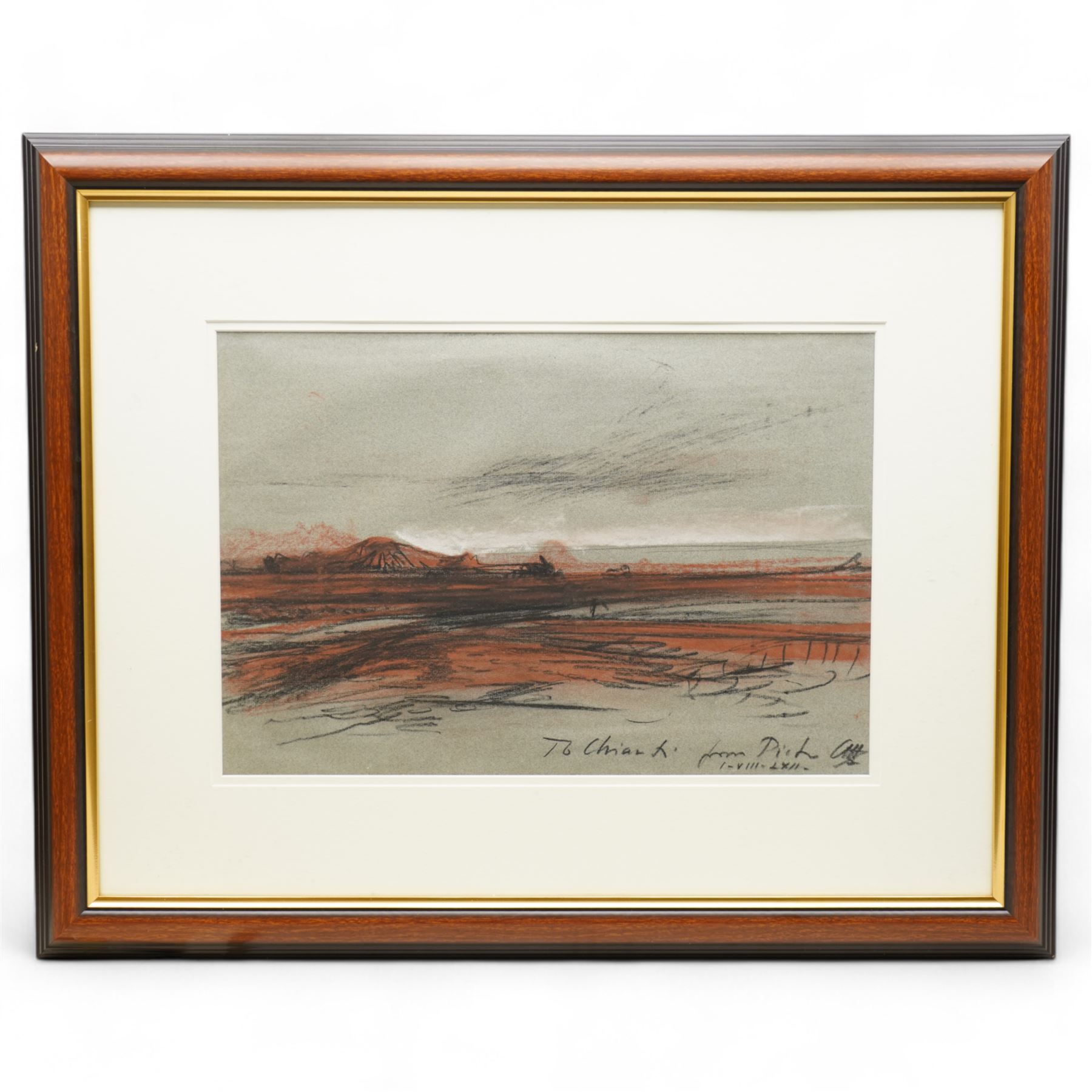Pietro Annigoni OMRI (Italian 1910-1988): Landscape, charcoal and red chalk signed and inscribed 30cm x 44cm