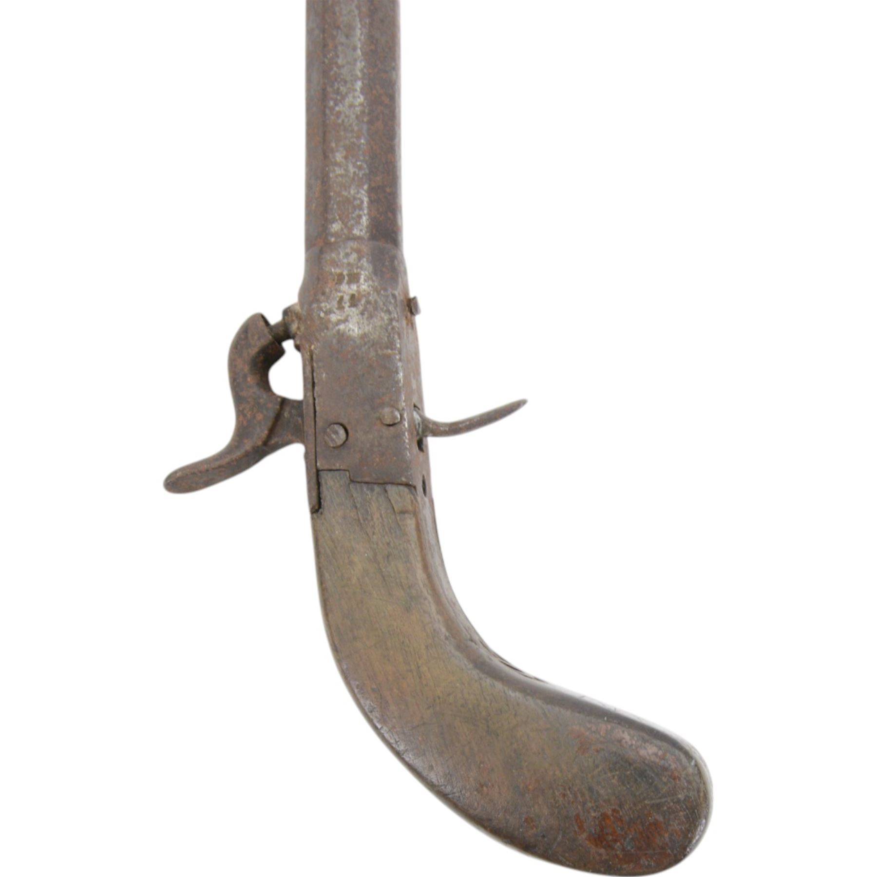 19th century percussion pistol with octagonal barrel, together with muff/ starter pistol 