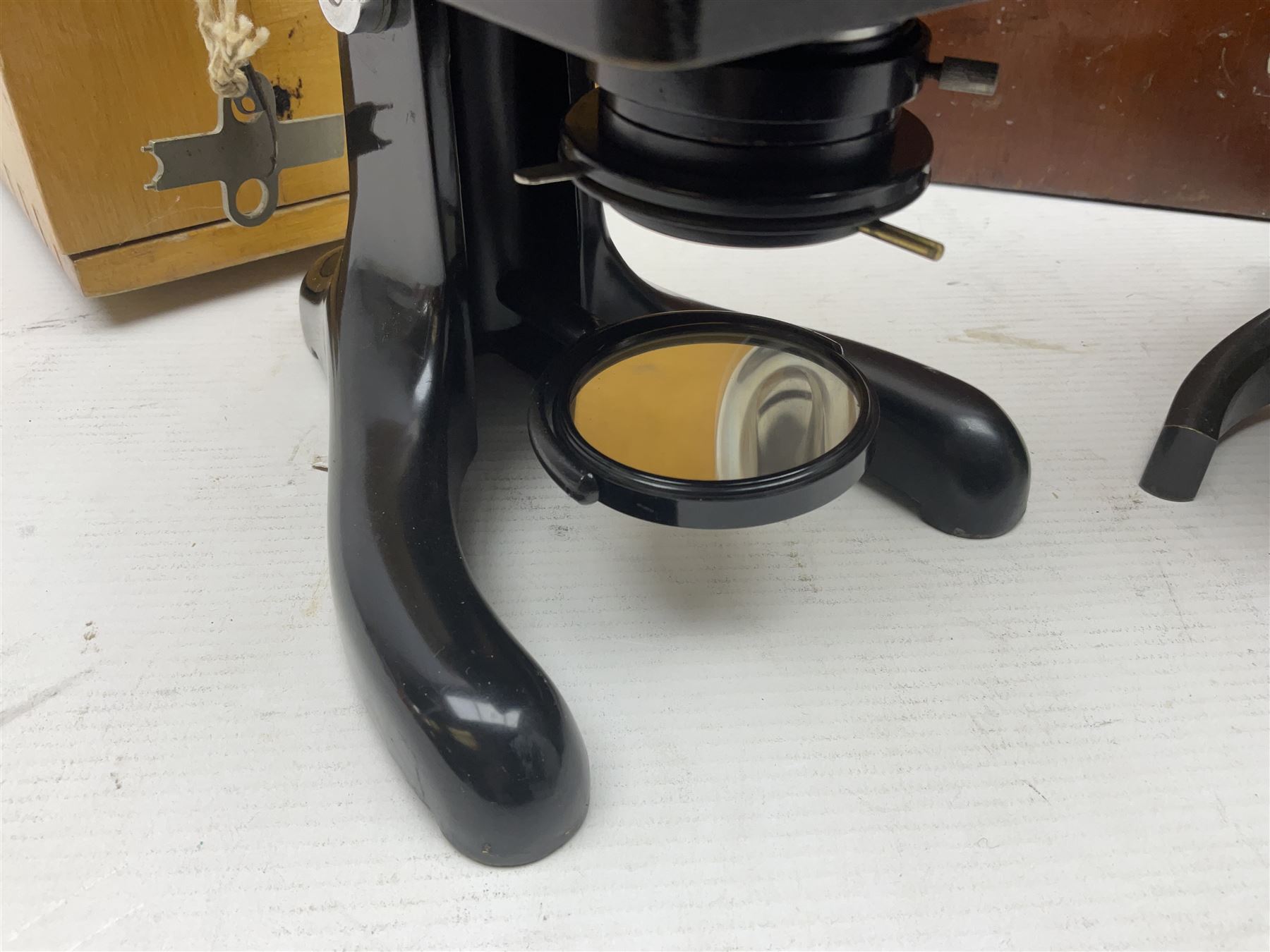 Three microscopes, comprising Swift and Son, Beck model 22 no 5512 amd E. Leitz Wetzlar no 113555, all boxed