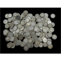 Approximately 250 grams of Great British pre 1920 silver threepence coins