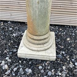 Composite stone sundial, on Ionic fluted column and stepped circular and square footed base - THIS LOT IS TO BE COLLECTED BY APPOINTMENT FROM DUGGLEBY STORAGE, GREAT HILL, EASTFIELD, SCARBOROUGH, YO11 3TX