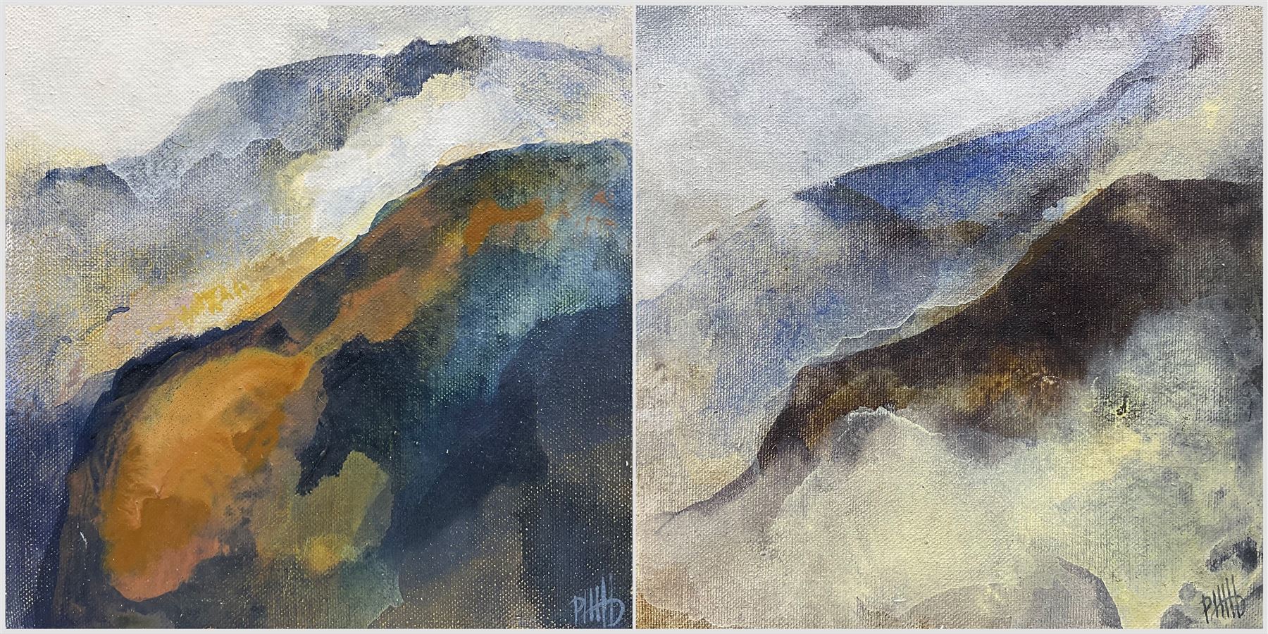 Peter Michael Hicks (British 1937-): Lake District Scenes, pair oils on canvas signed 20cm x 20cm (2) (unframed) 
Provenance: purchased David Duggleby Ltd 9th September 2016 Lot 342