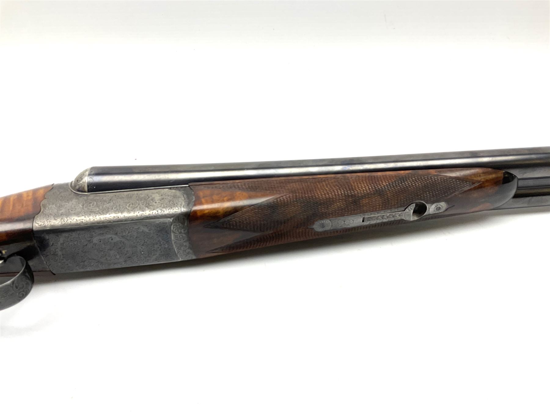 Very fine Westley Richards 12-bore side-by-side double barrel boxlock ejector live pigeon sporting gun, c1910, very heavy and thick 76.5cm blued tightly choked barrels with 2.5