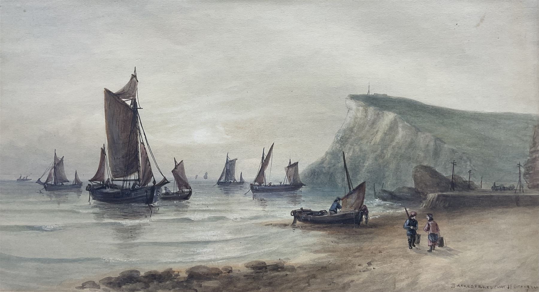 John Francis Branegan (British 1843-1909): 'Shakespeare Cliff' - Dover, watercolour signed and titled, 25cm x 45cm 