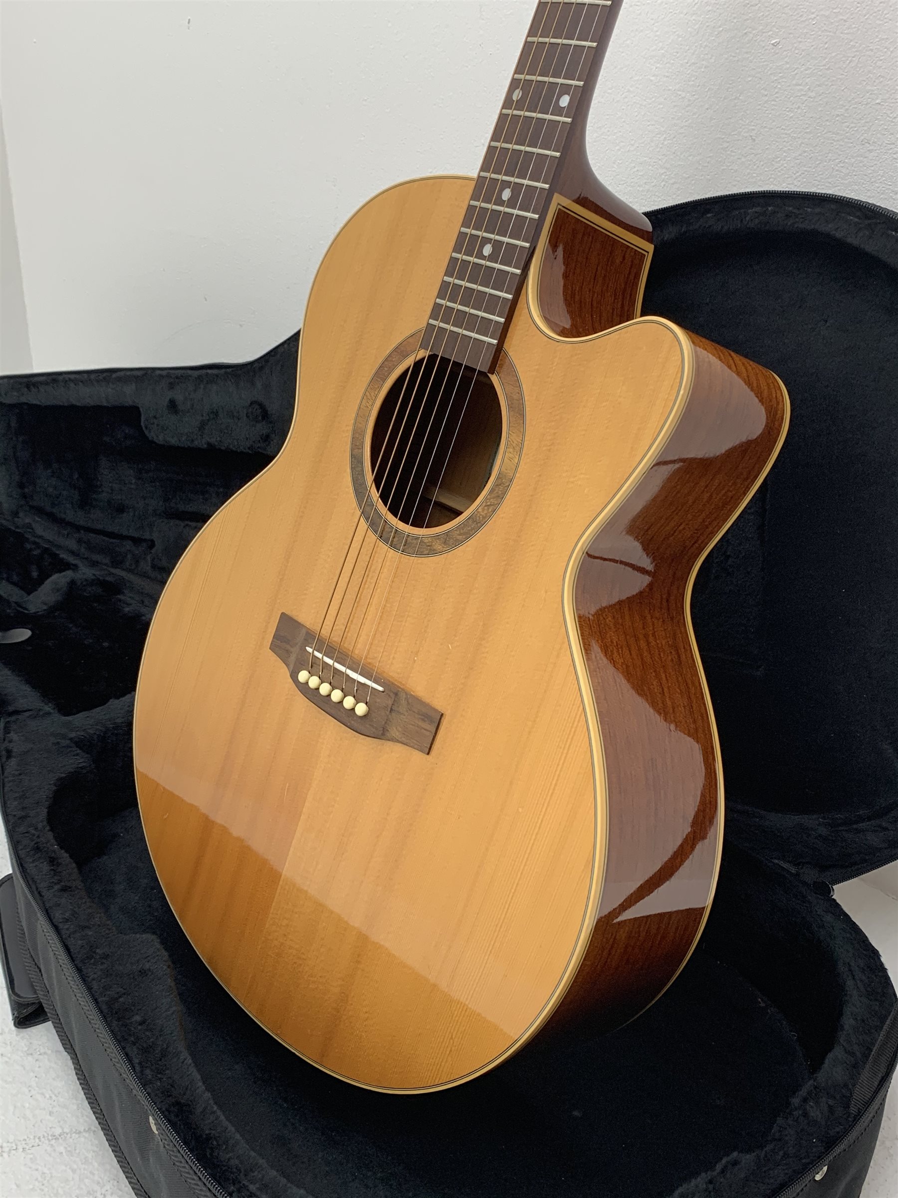 Ayres MCSM acoustic guitar designed by Gerard Gilet, Sitka Spruce, mahogany back and sides, in carrying case