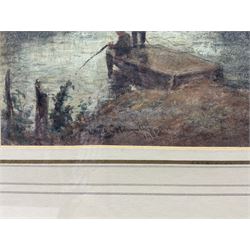 Walter Henry Goldsmith (British 1857-1943): Fishing on the River, watercolour signed and dated 1908, 21cm x 26cm