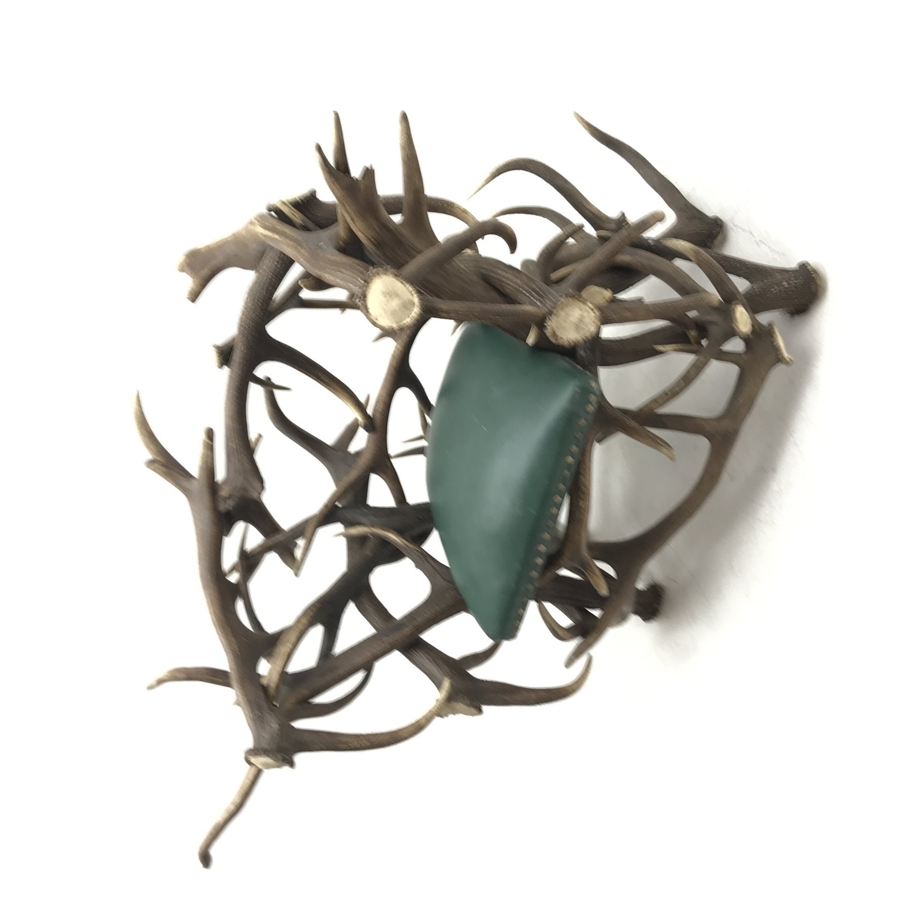 Red Deer Antler armchair,  constructed from entwined Antlers, over a leather upholstered studwork seat, W133cm, H100cm x D115cm 