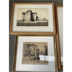 Collection of etchings, artists including Alfred Blundell, Hedley Fitton, William Walcot, Norman James, Oliver Hall, Francis Sydney Unwin, Mortimer Menpes, William P Robins, Piers Browne, etc, together with a Bernard Dunstan lithograph (15)