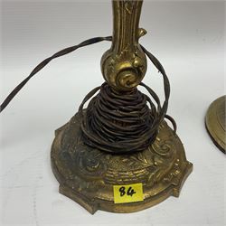Two gilt metal table lamps, largest H36cm