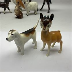 Nine Beswick figures, including Babycham fawn, three hounds, barn owl, shetland pony etc   